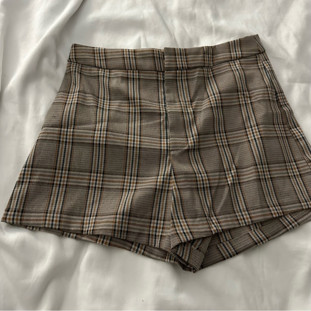 Plaid High-Waisted Shorts
